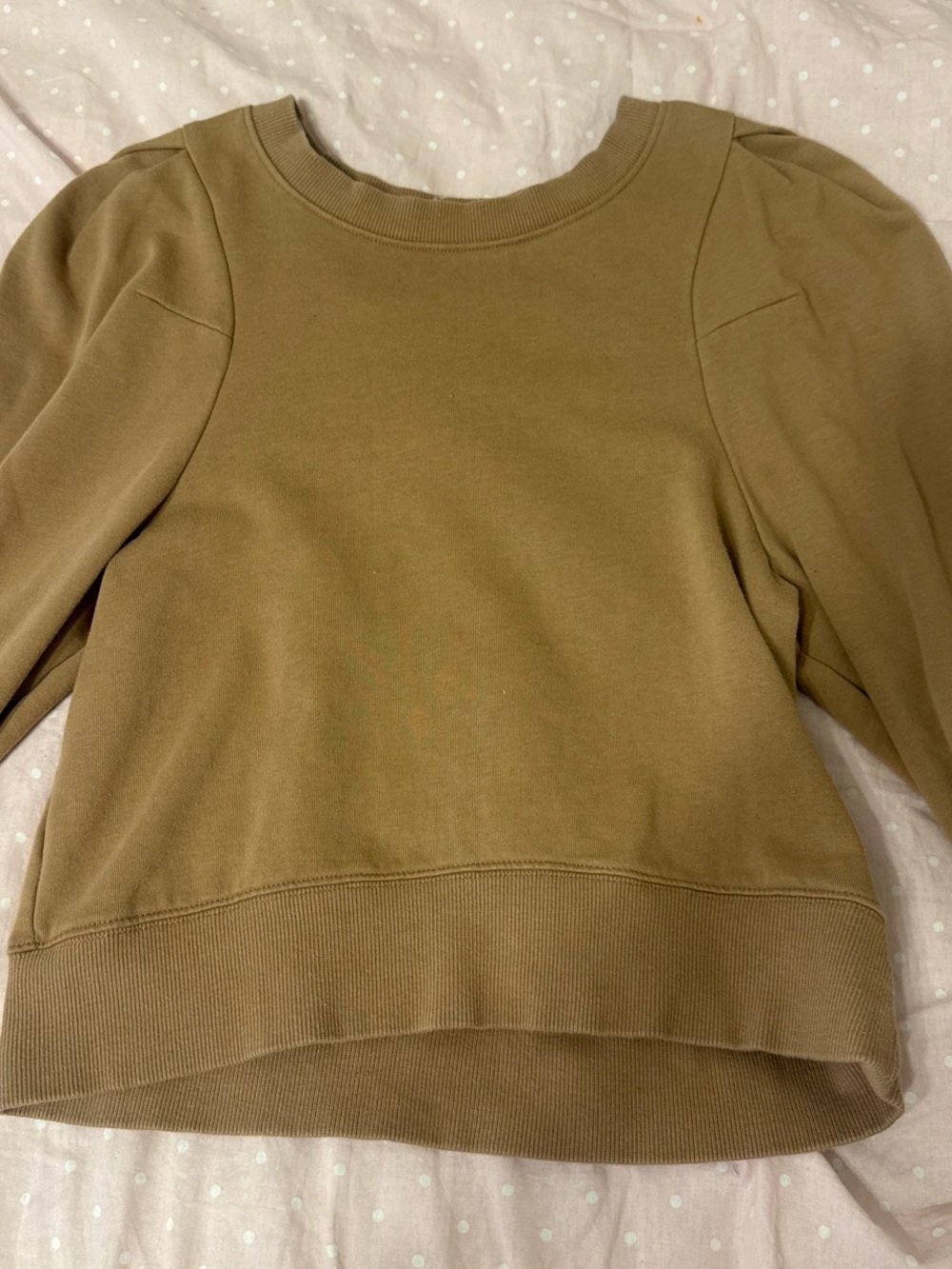 Casual Brown Puff Sleeve Sweatshirt